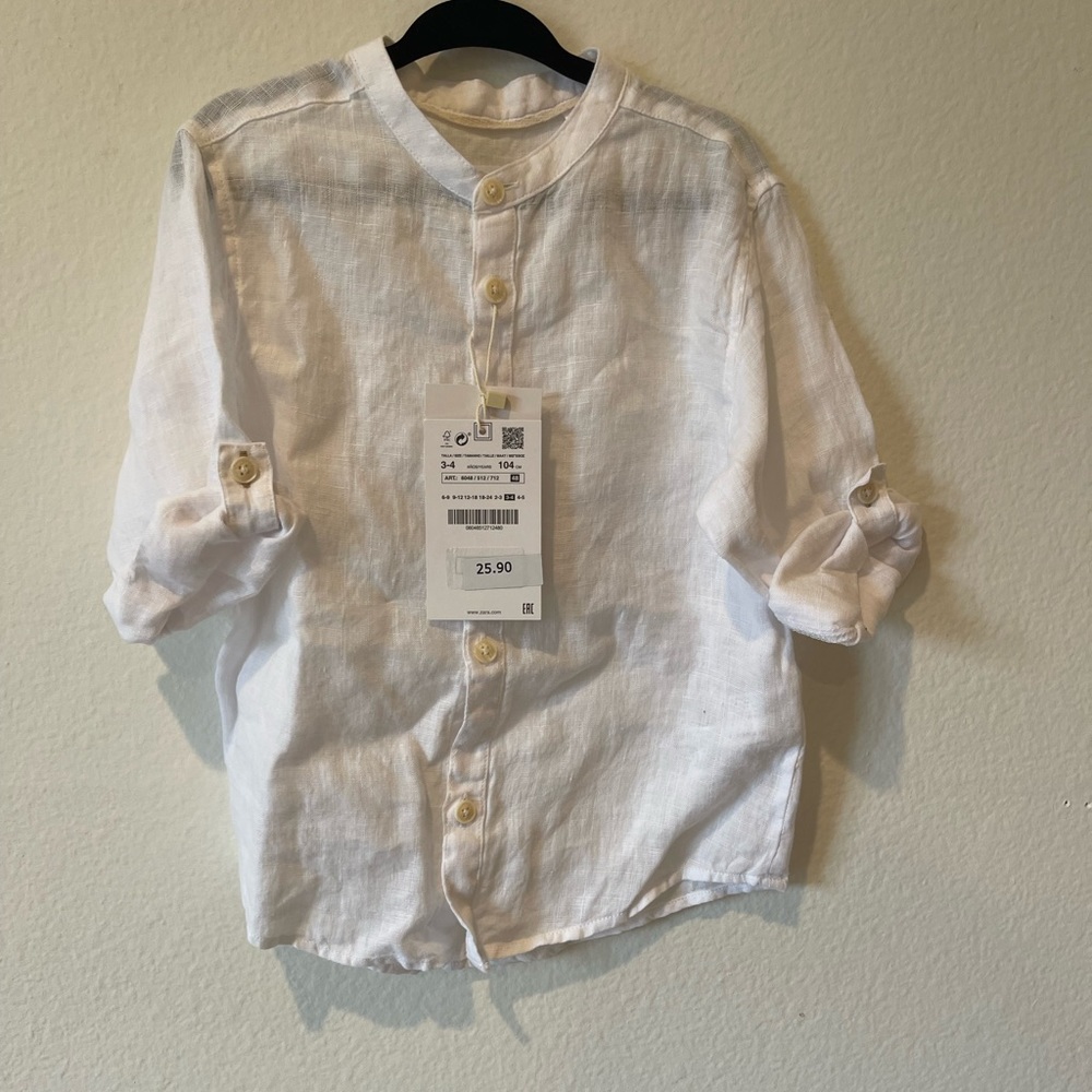 Zara Boys 3-4 Linen Short White